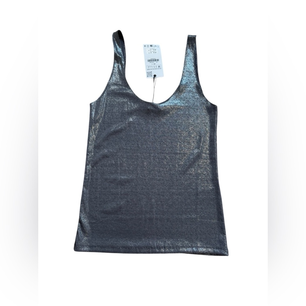 ZARA Black Metallic Tank Top – Size M (NWT)
